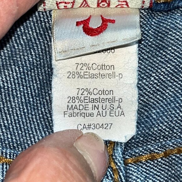 TRUE RELIGION JOEY TWISTED LEG LOW RISE BELL BOTTOm JEANS - MADE IN USA -27 TALL - Picture 11 of 16